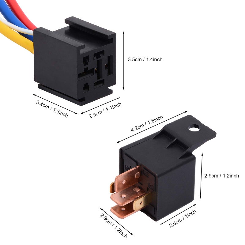EHDIS 5 Packs Car Relay with Harness Truck Motor Heavy Duty 5-Pin 80A 12V On/Off Normally Open SPDT Relay Socket Plug 5 JD2912-1Z-12VDC 80A 14VDC - Image 4